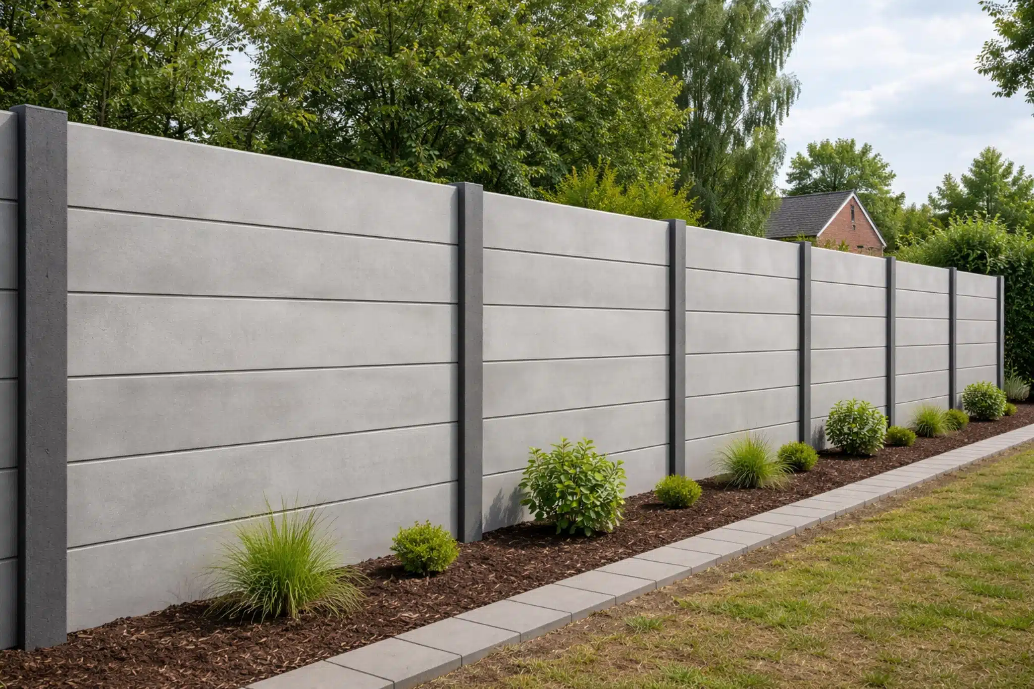 betonnen schuttingpanelen moderne tuinafscheiding