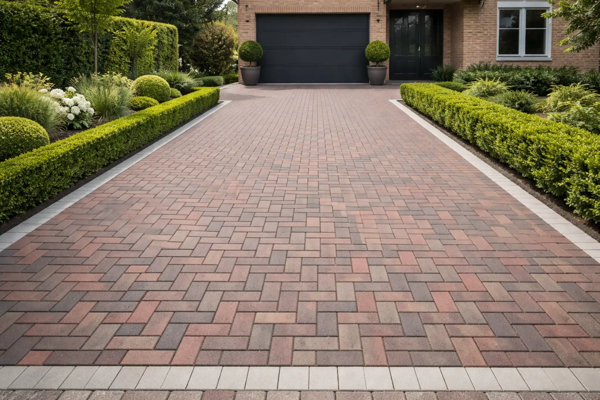 klinker oprit sierbestrating visgraatpatroon moderne woning