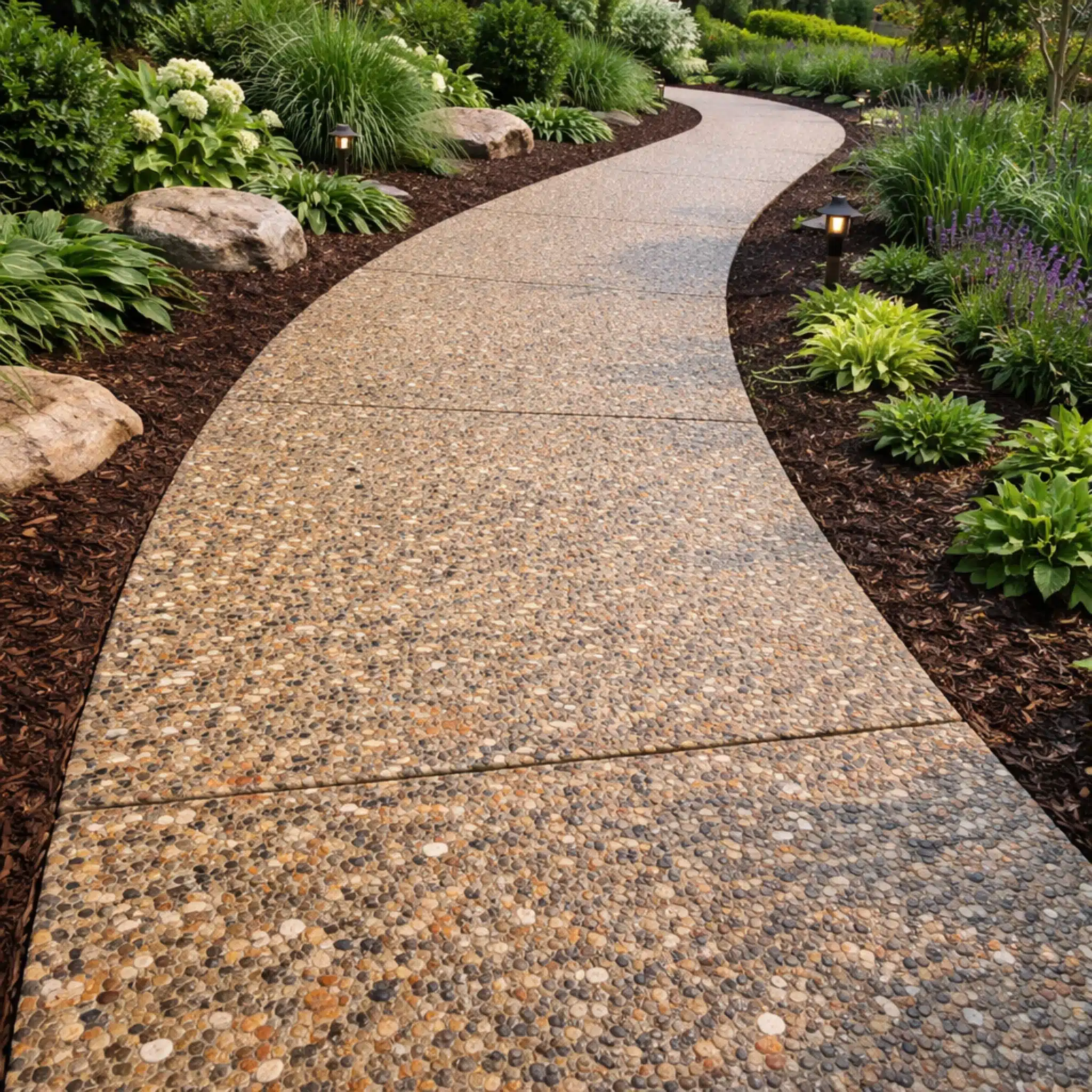 uitgewassen beton tuinpad sierbestrating